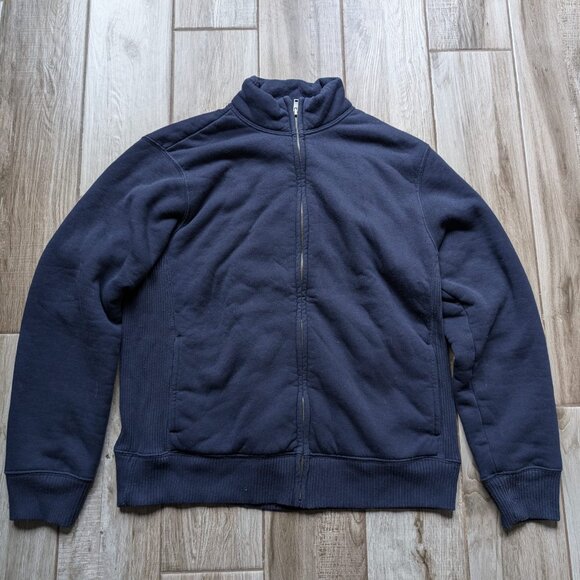 Gap Sherpa Lined Full Zip Jacket Men’s L Navy Fleece Lined Warm Casual Coat - Picture 1 of 5